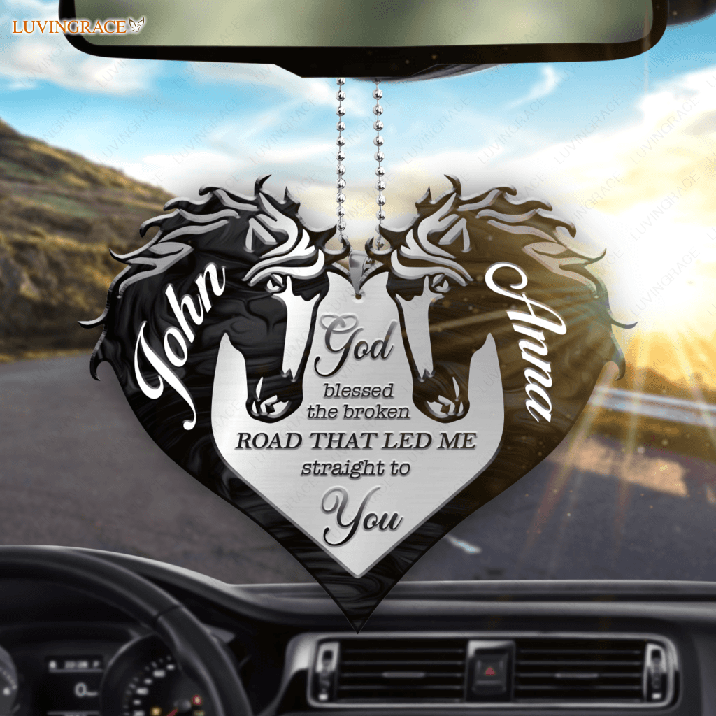 Couple Black Horse God Blessed Personalized Ornament