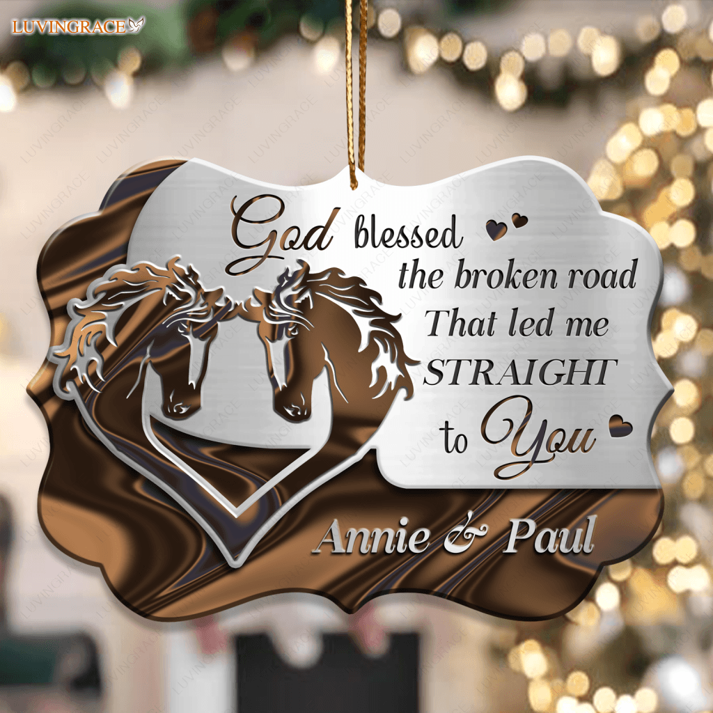 Couple Horse God Blessed Personalized Aluminum Ornament