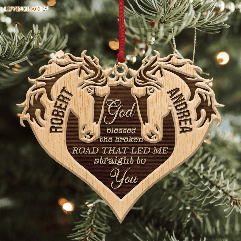 Couple Horse God Blessed Wood Engraved Ornaments Wooden Ornament