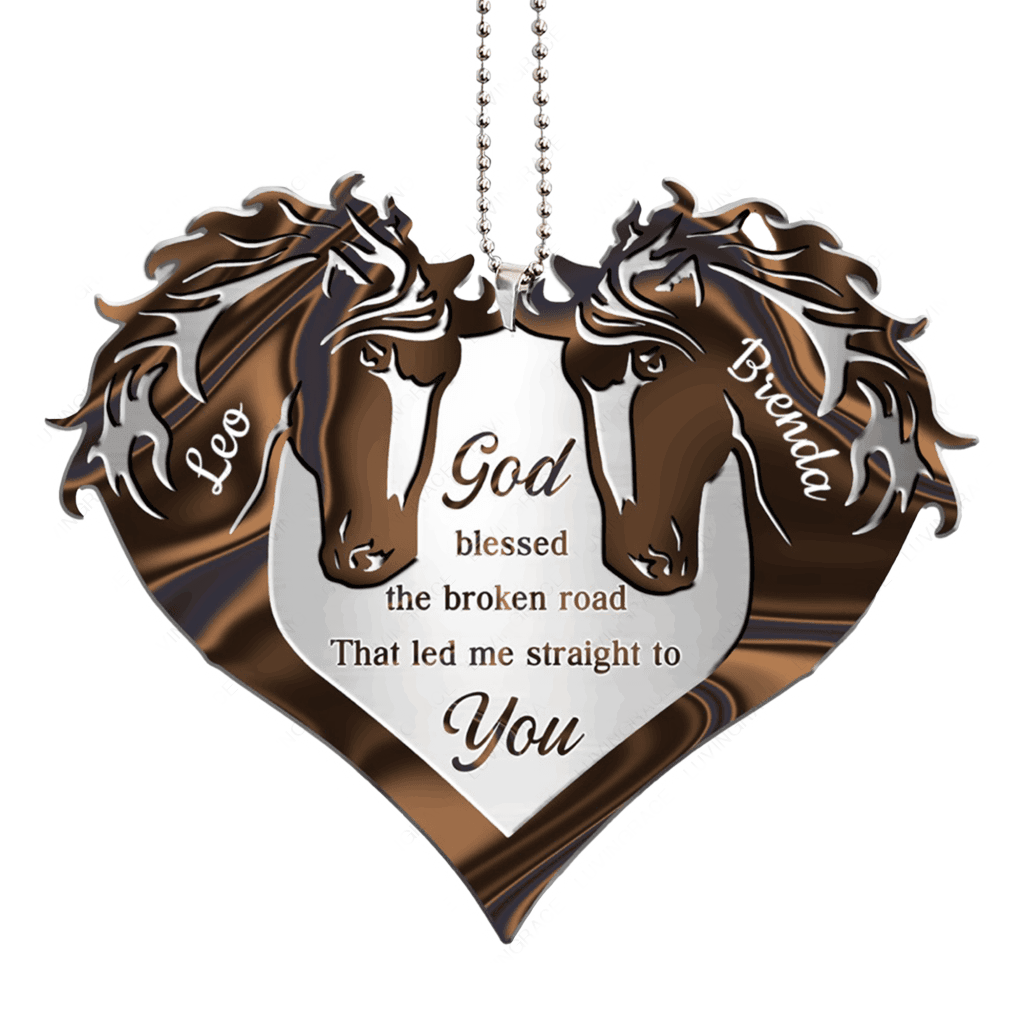 Couple Horse Heart God Blessed Personalized Ornament
