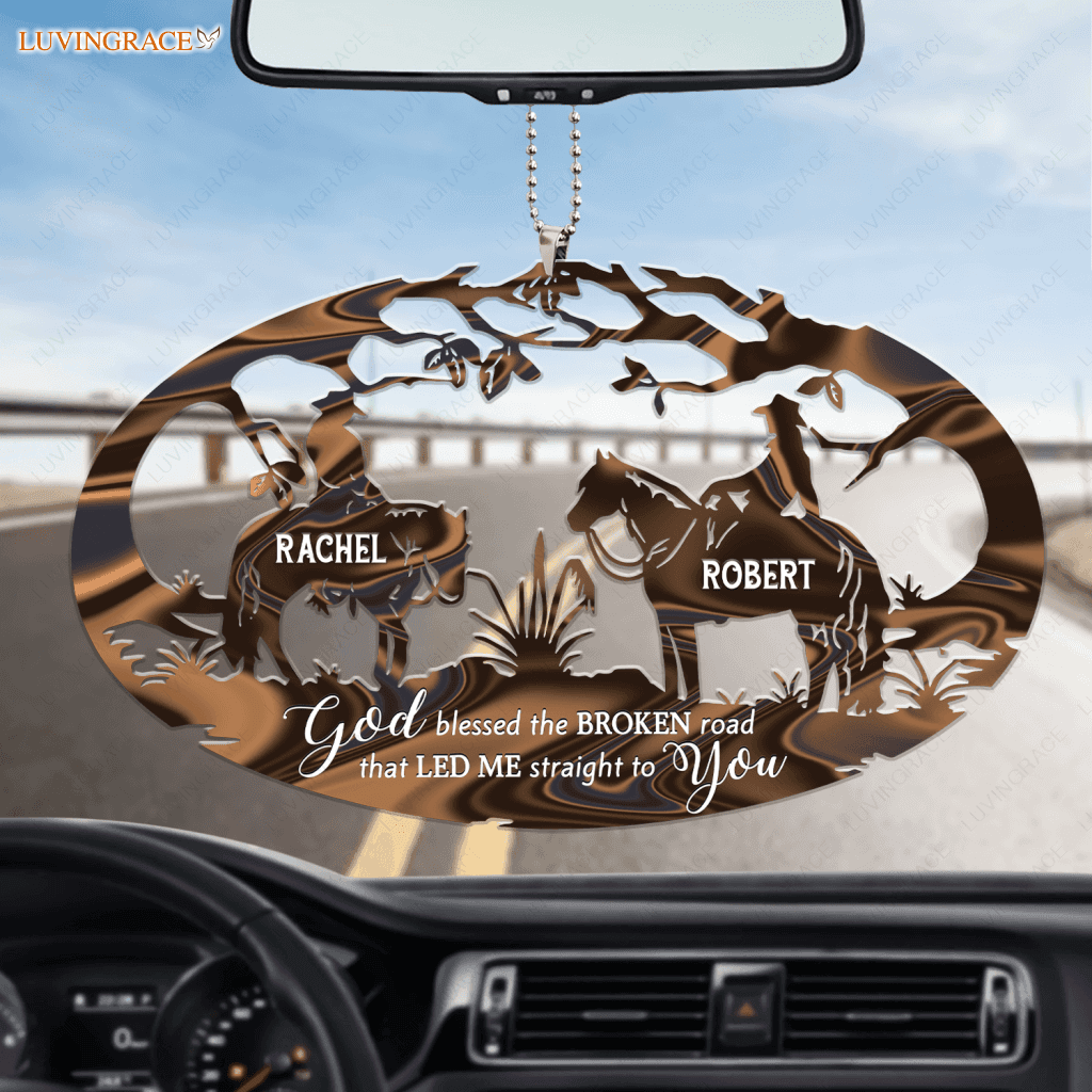 Couple Riding Horses God Blessed Personalized Ornament