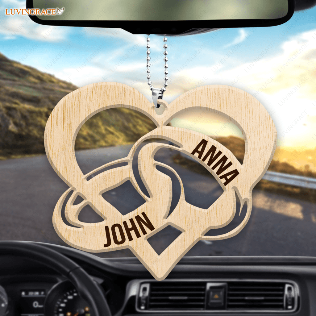 Couple Rinsgs Personalized Wood Engraved Ornaments Wooden Ornament