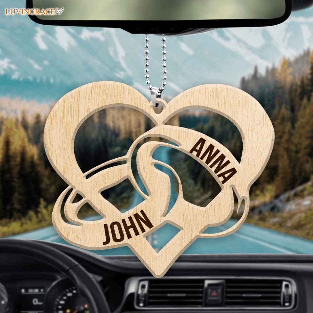Couple Rinsgs Personalized Wood Engraved Ornaments Wooden Ornament
