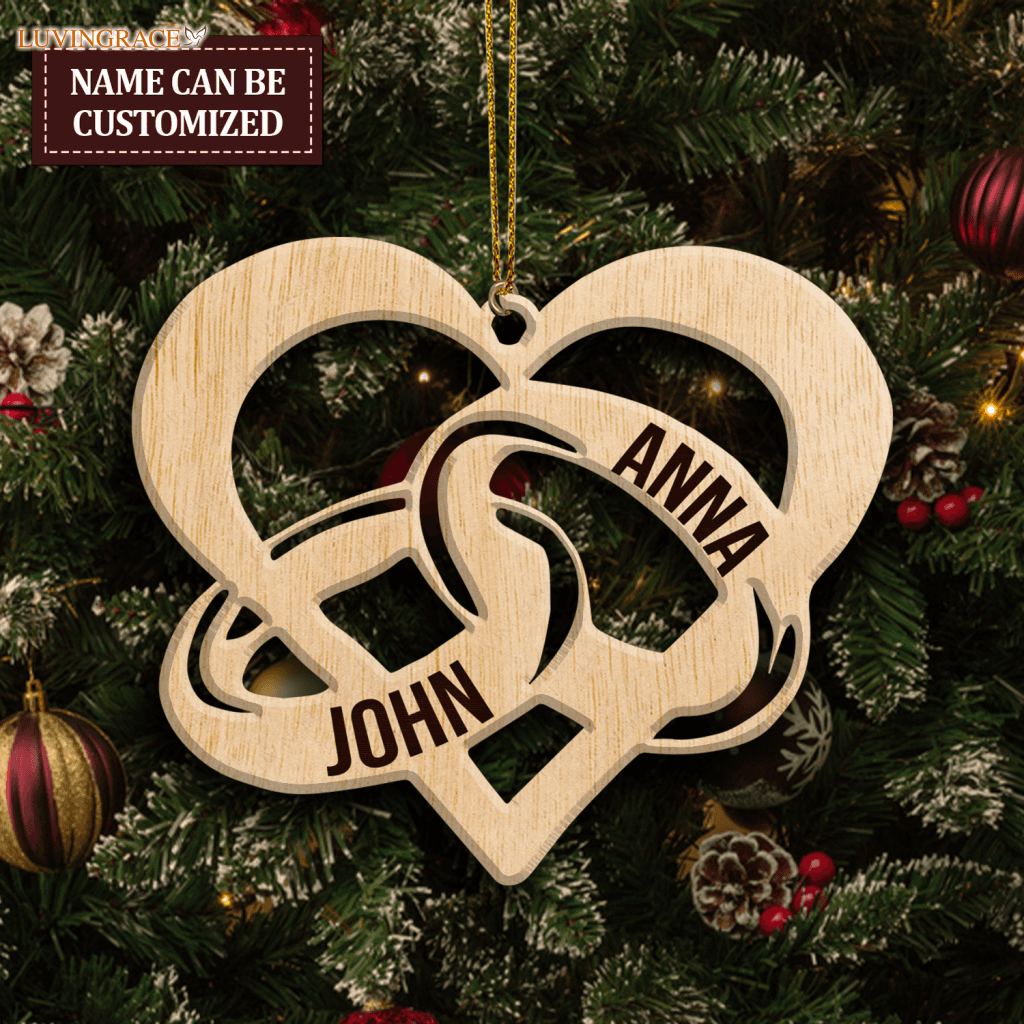 Couple Rinsgs Personalized Wood Engraved Ornaments Wooden Ornament