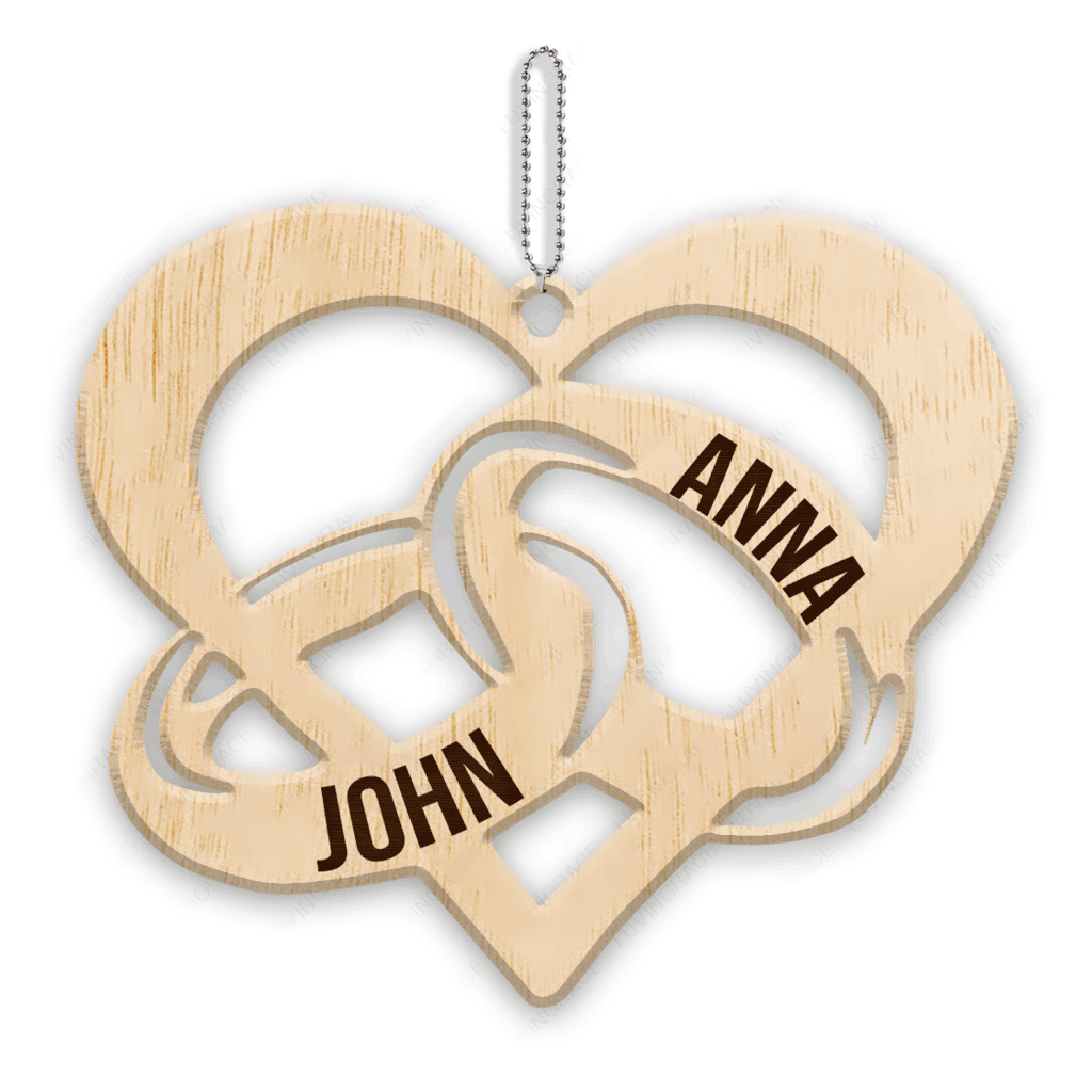 Couple Rinsgs Personalized Wood Engraved Ornaments