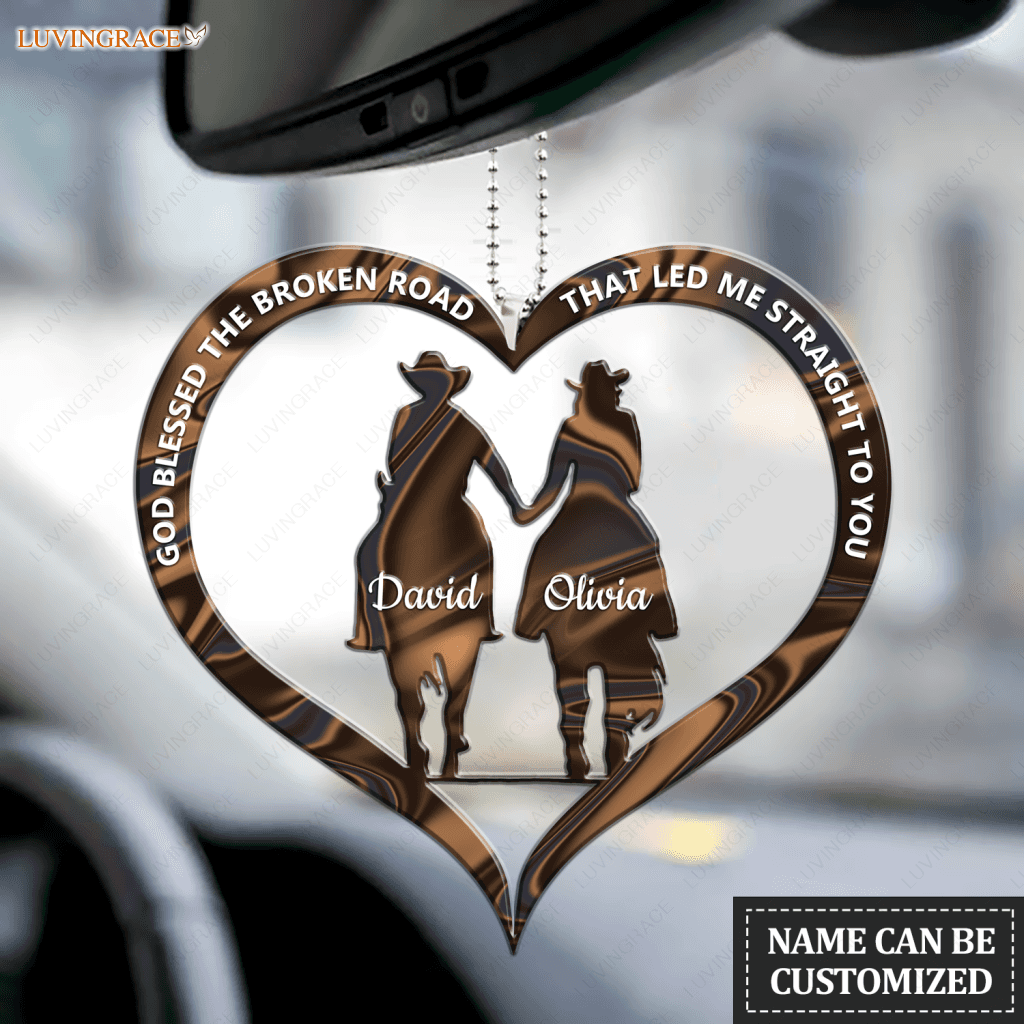 Cowboy And Cowgirl Holding Hands God Blessed Personalized Ornament