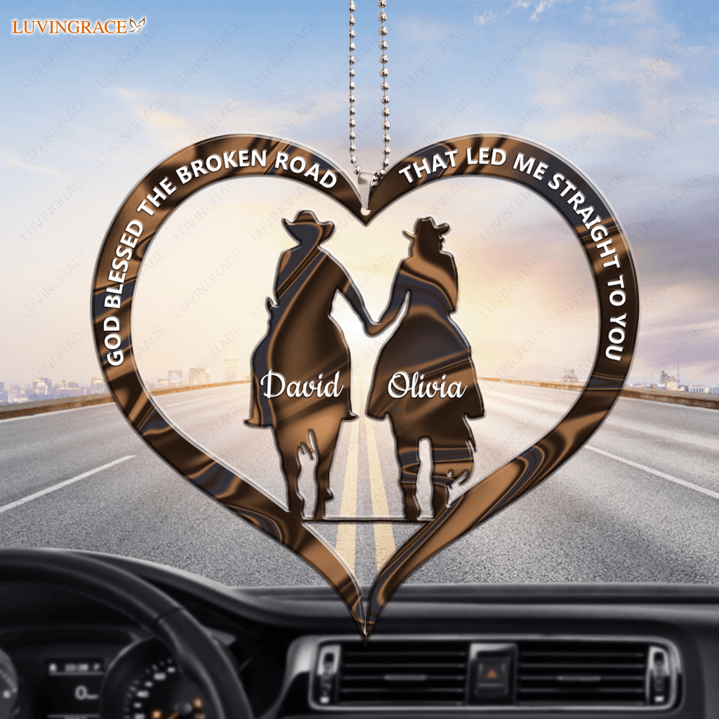 Cowboy And Cowgirl Holding Hands God Blessed Personalized Ornament