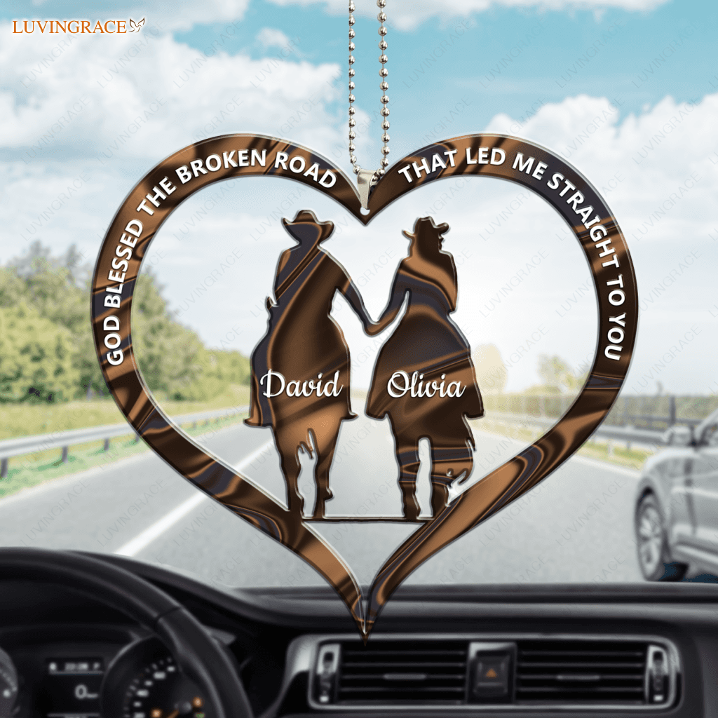 Cowboy And Cowgirl Holding Hands God Blessed Personalized Ornament