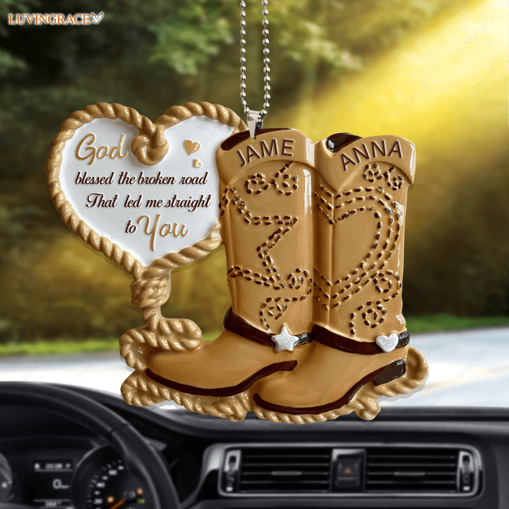 Cowboy Boots Couple God Blessed Personalized Ornament