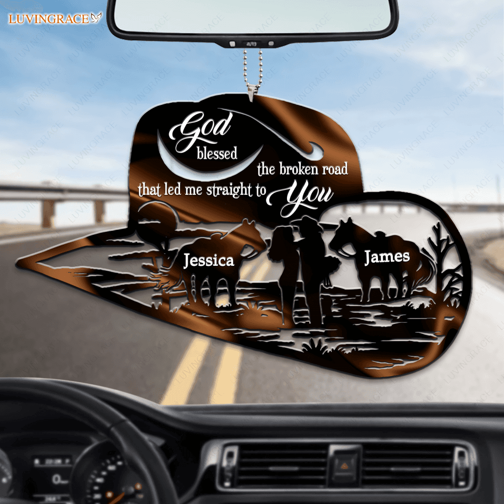 Cowboy Hat For Couple God Blessed Personalized Ornament