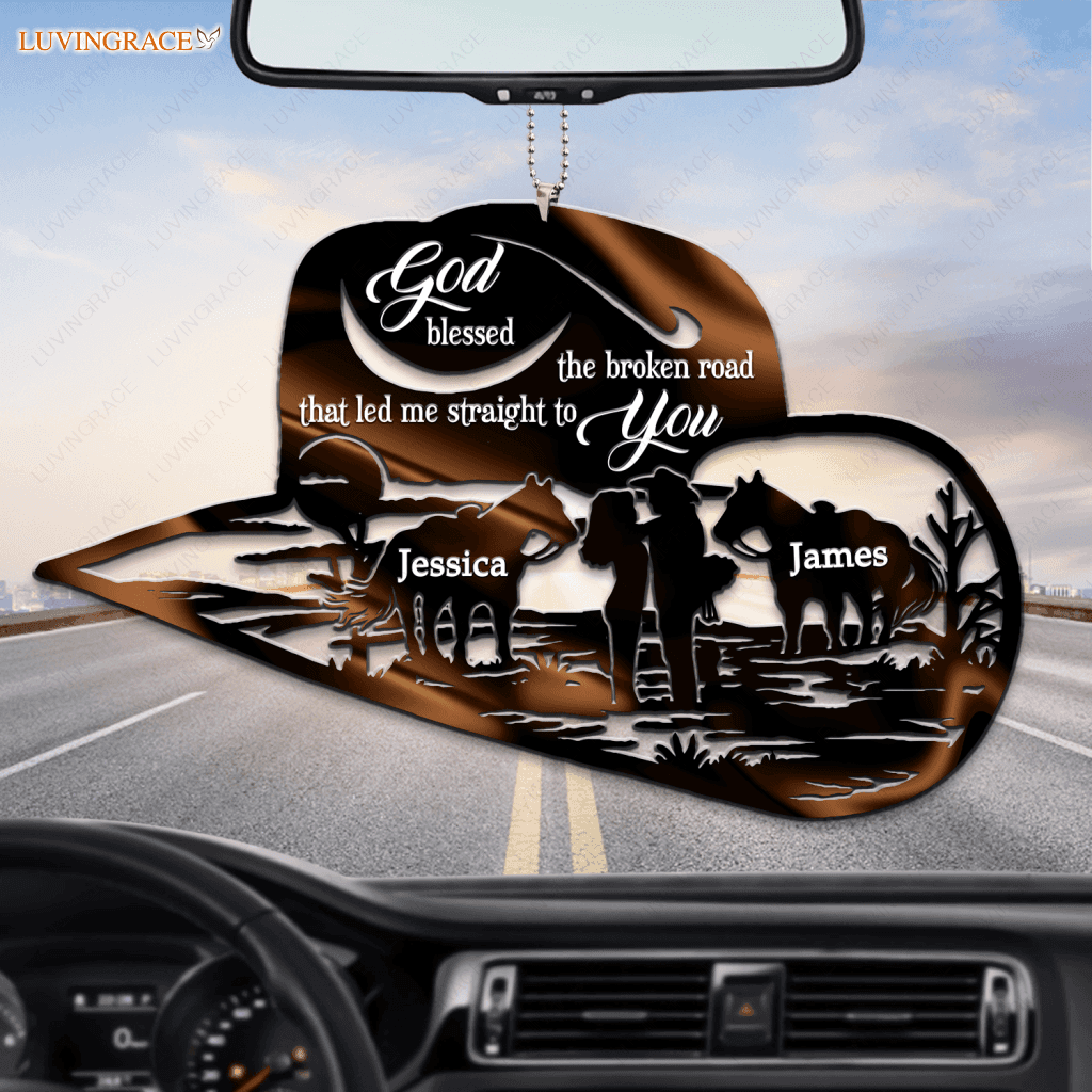 Cowboy Hat For Couple God Blessed Personalized Ornament