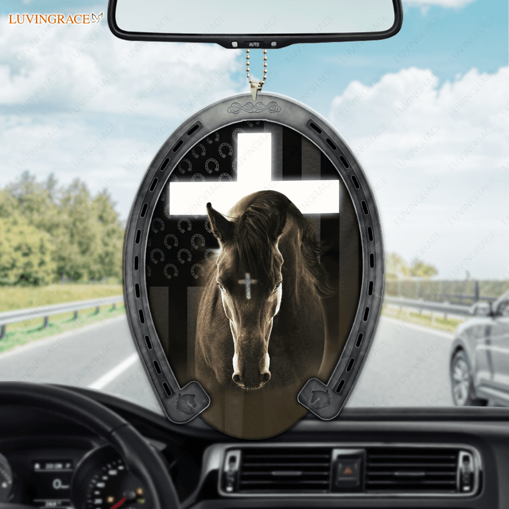 Cross And Black Horse Ornament
