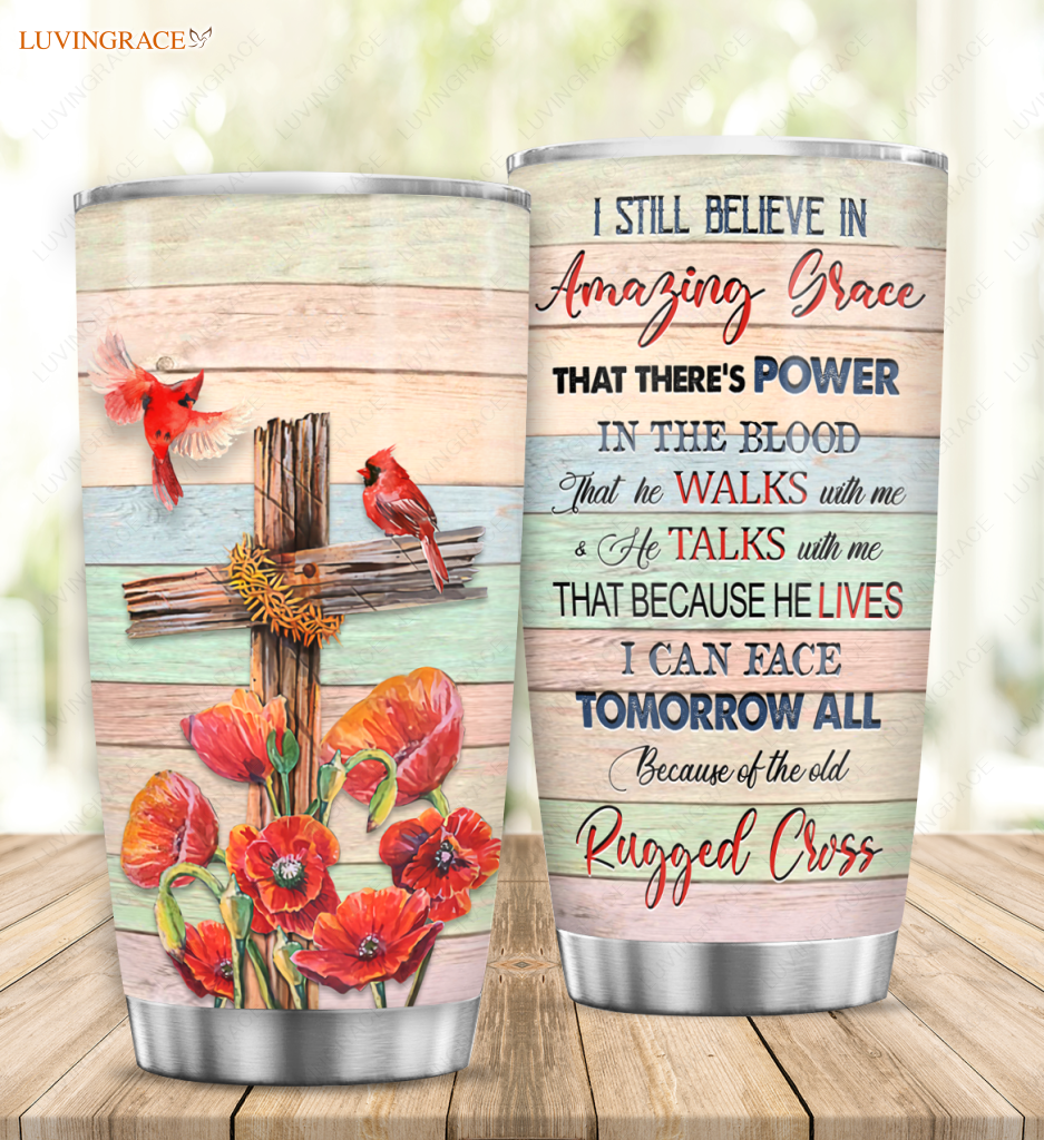 Cross And Cardinal Amazing Grace Personalized Tumbler Tumbler