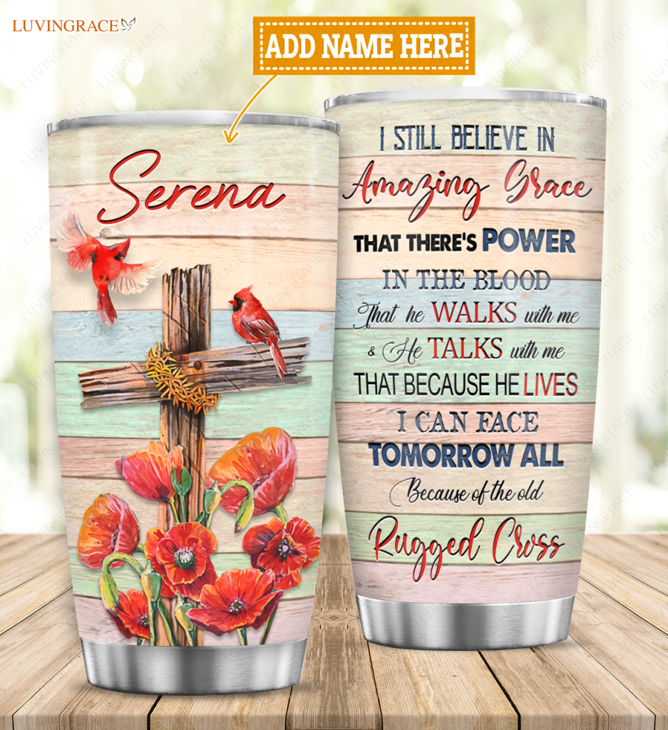 Cross And Cardinal Amazing Grace Personalized Tumbler Tumbler