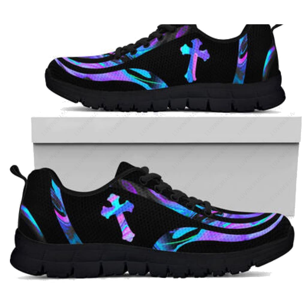 Cross Hologram Faith Over Fear Breathable Running Shoes