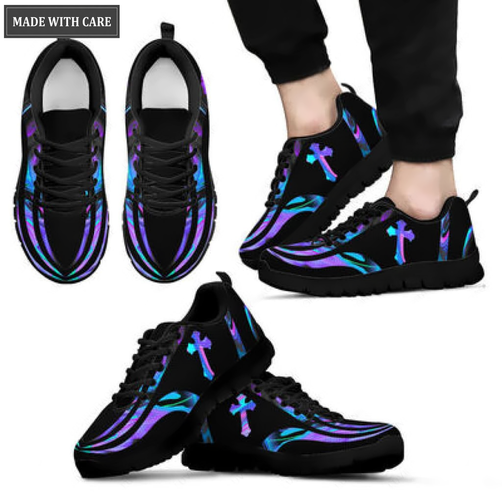 Cross Hologram Faith Over Fear Breathable Running Shoes