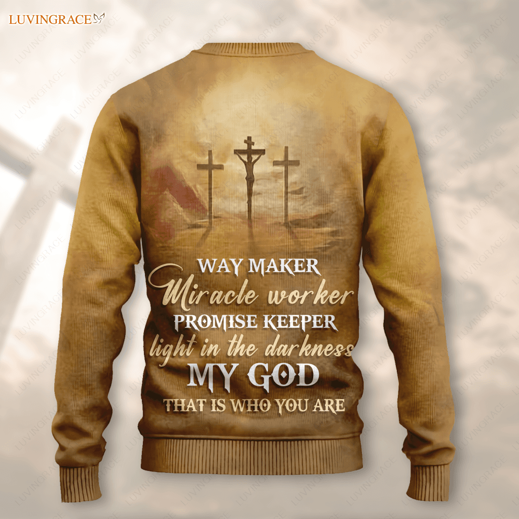 Cross Jesus Way Maker Miracle Worker Wool Sweatshirt