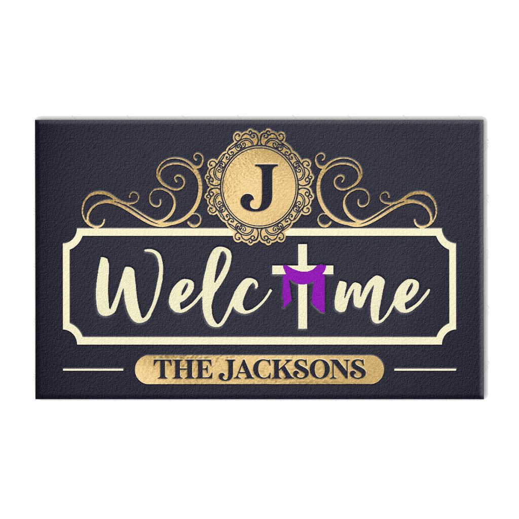 Cross Welcome Personalized Doormat