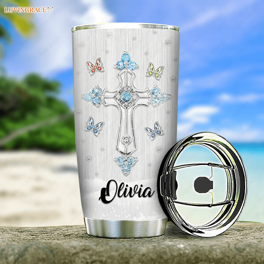 Crystal Butterflies God Says You Are Personalized Tumbler