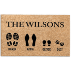 Custom Footprint Family & Pet Name Brown Doormat