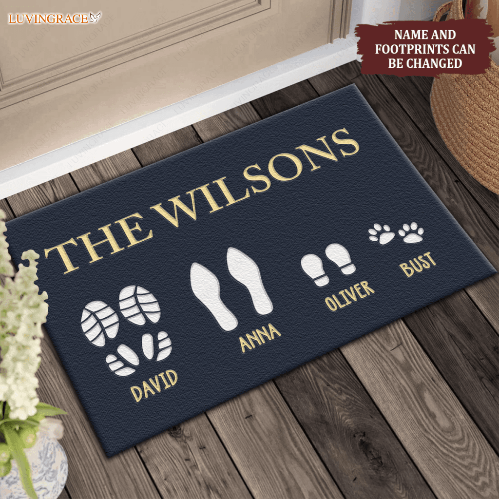Custom Footprint Family & Pet Name Doormat
