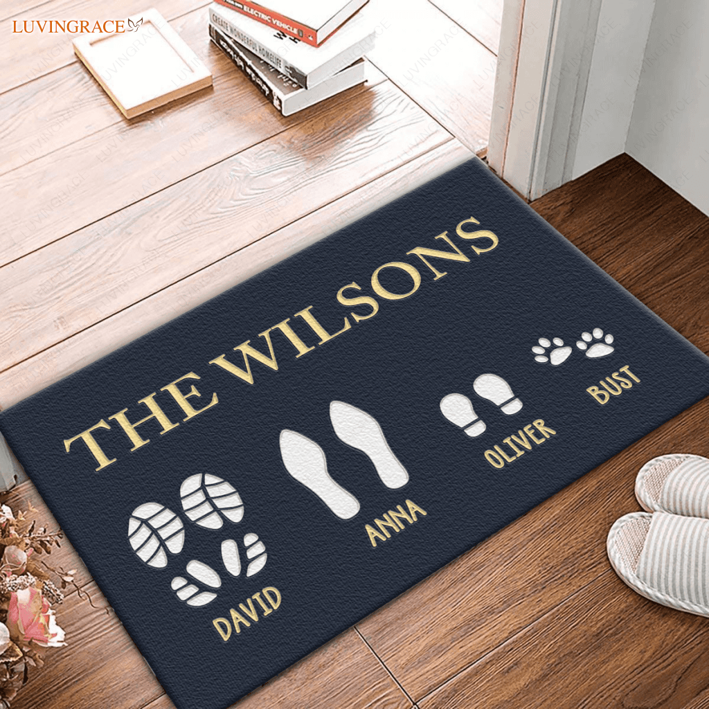 Custom Footprint Family & Pet Name Doormat