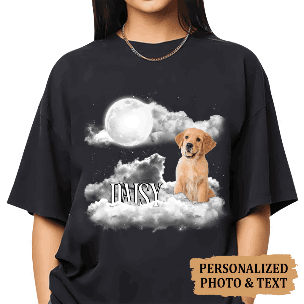 Custom Pet Portrait Shirt Go To The Moon - Personalized Custom Unisex T-Shirt