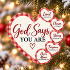 God Says You Are Loved, Chosen & Strong Ornament – Christian Gift for Loved Ones.