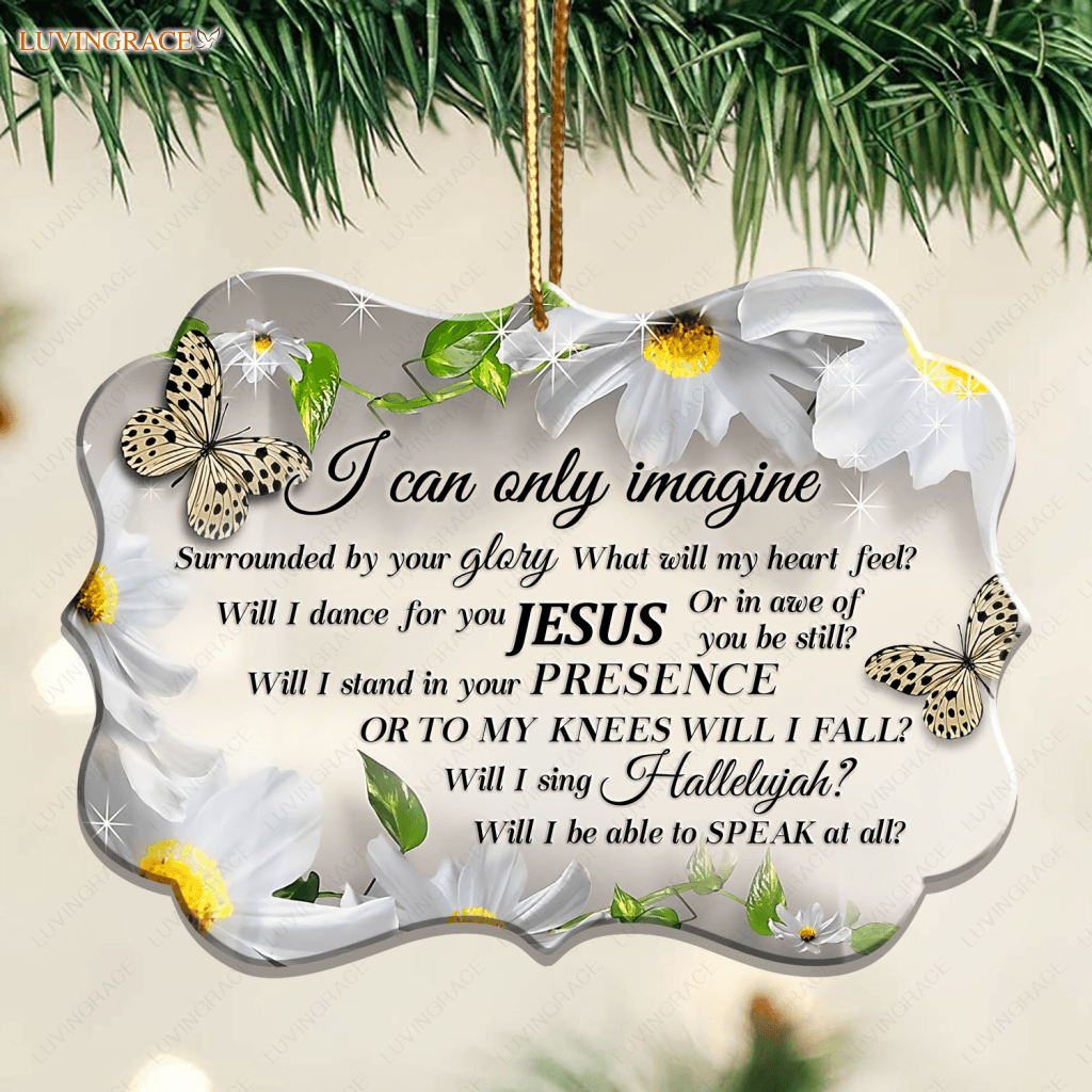 Daisy And Butterfly Surrounded By The Glory Aluminum Ornament