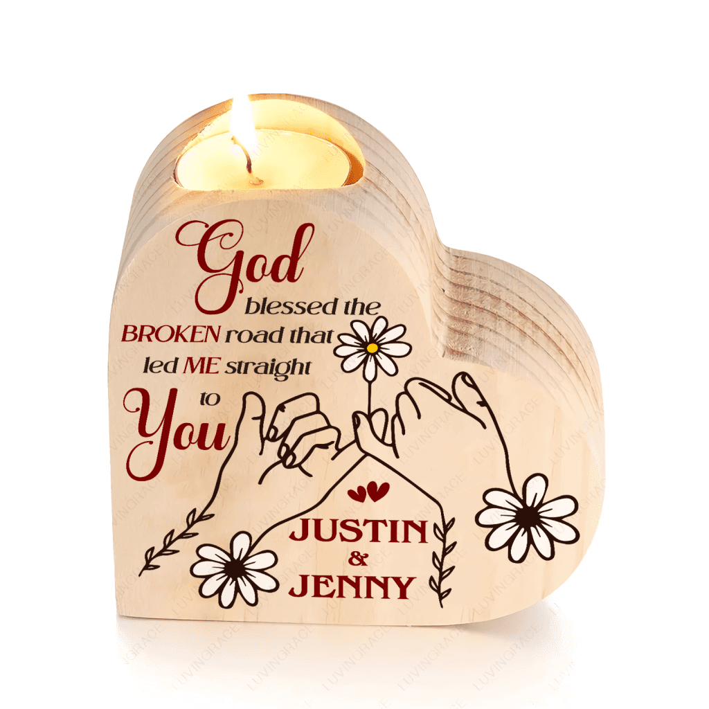 Daisy Couple Hand God Blessed Personalized Candle Holder