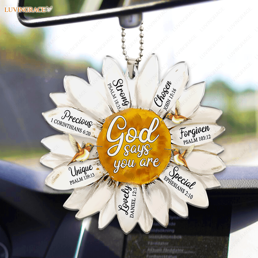 Daisy Flowers Hummingbird God Says You Are Ornament
