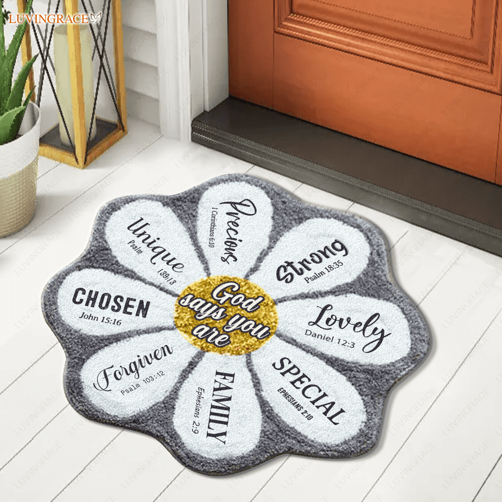 Daisy God Says You Are Shaped Doormat