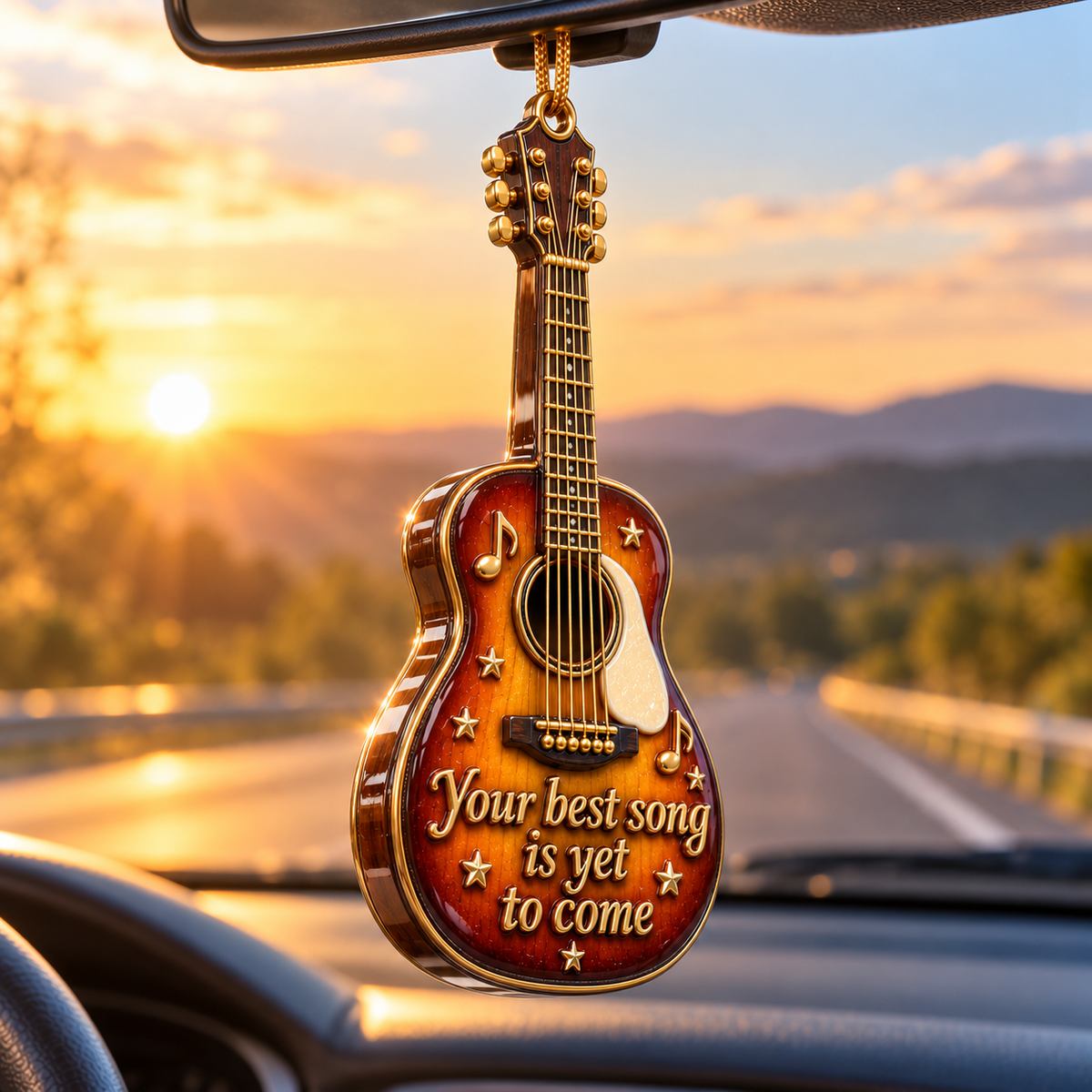 3D Acoustic Guitar Ornament - "Your Best Song Is Yet To Come" Christmas Tree Decor & Car Hanging Mirror Ornament