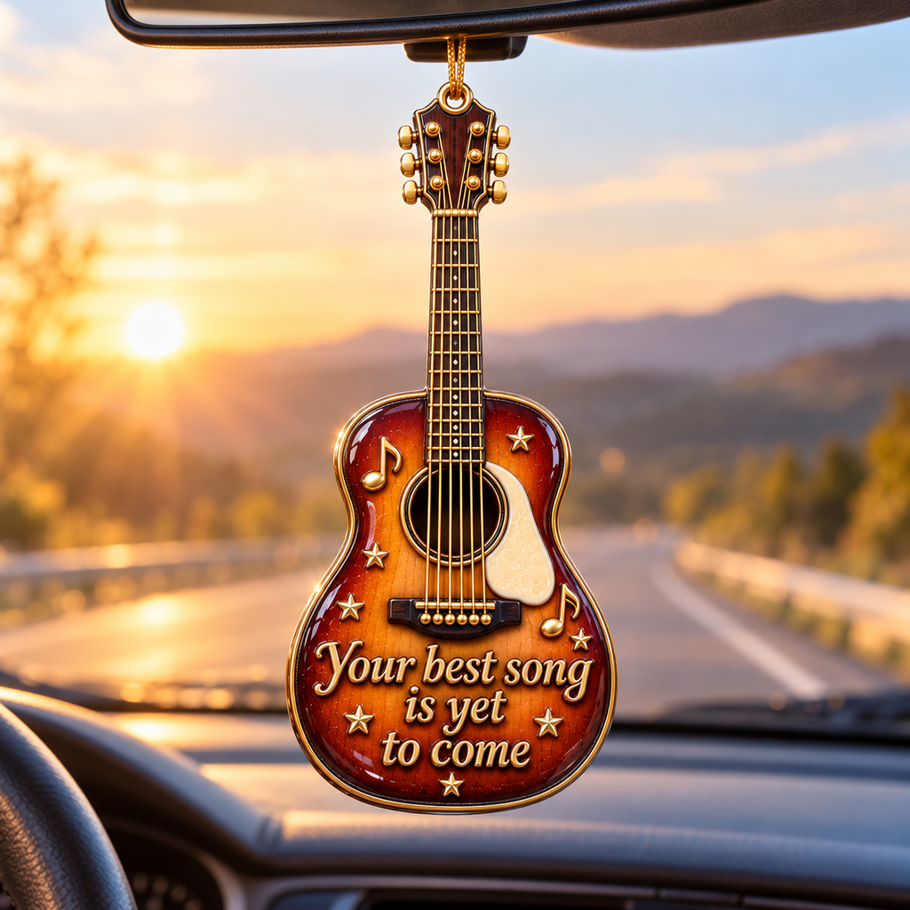 3D Acoustic Guitar Ornament - "Your Best Song Is Yet To Come" Christmas Tree Decor & Car Hanging Mirror Ornament