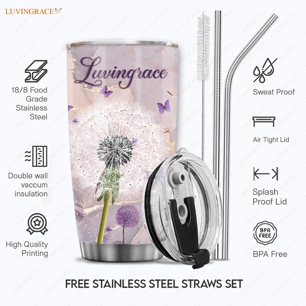 Dandelion And Butterlly As For Me My House Personalized Tumbler