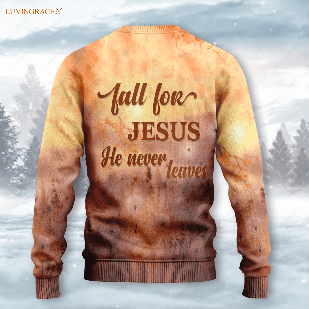 Dandelion Cross Light Peace Dove Fall For Jesus He Never Leaves Wool Sweatshirt