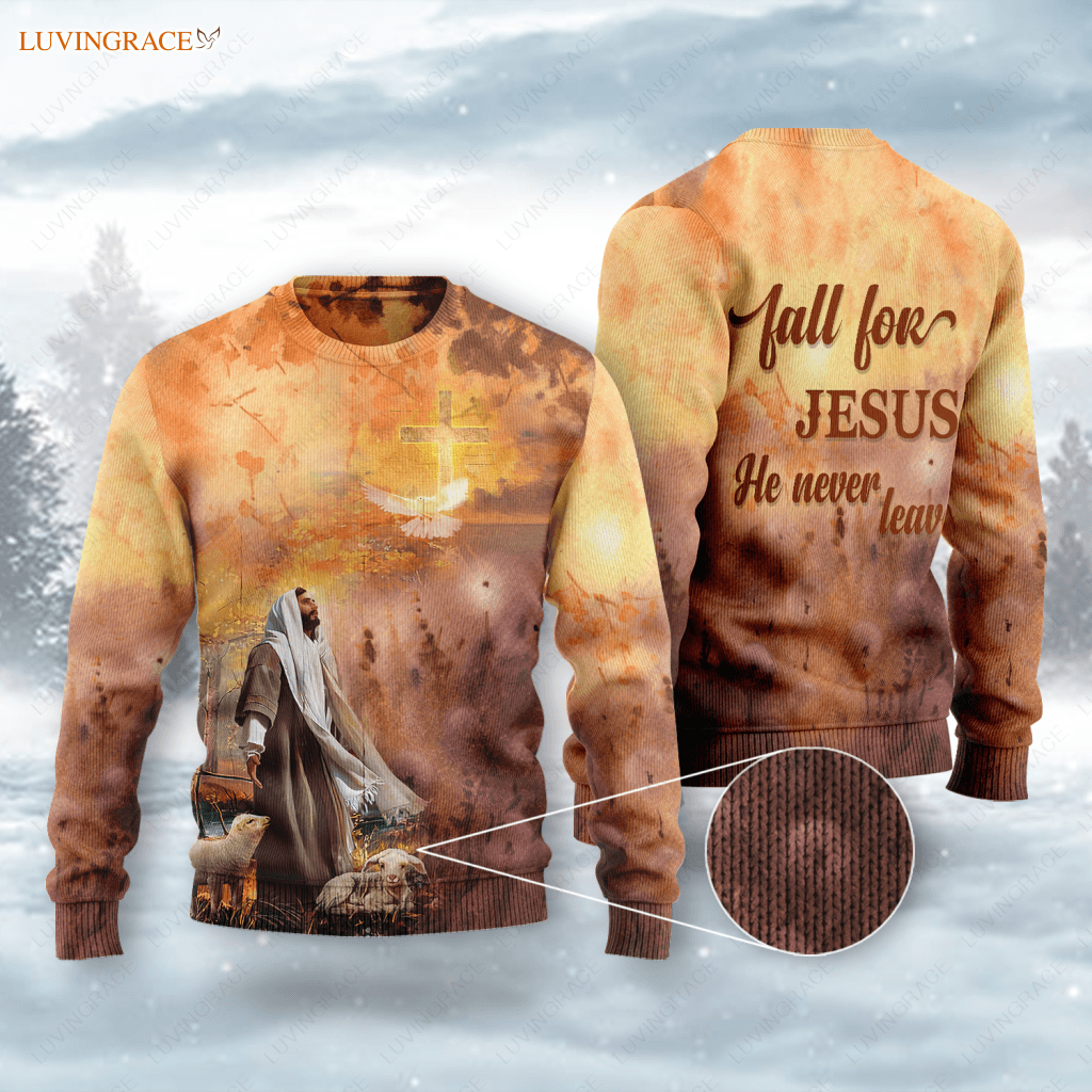 Dandelion Cross Light Peace Dove Fall For Jesus He Never Leaves Wool Sweatshirt