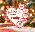 Personalized Name God Says You Are Heart Ornament – Christian Faith Gift