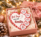 Personalized Name God Says You Are Heart Ornament – Christian Faith Gift