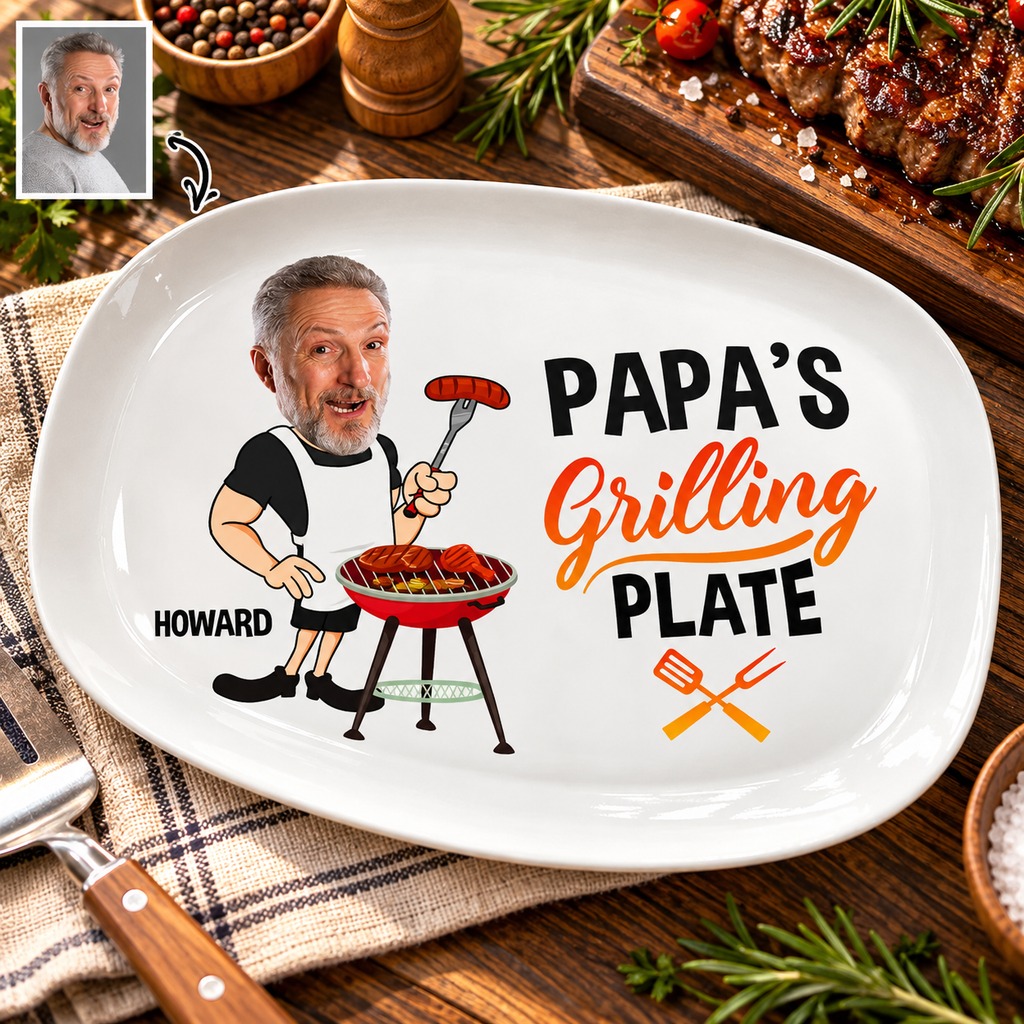 Custom Photo Grill Master - Personalized Name Grilling Plate