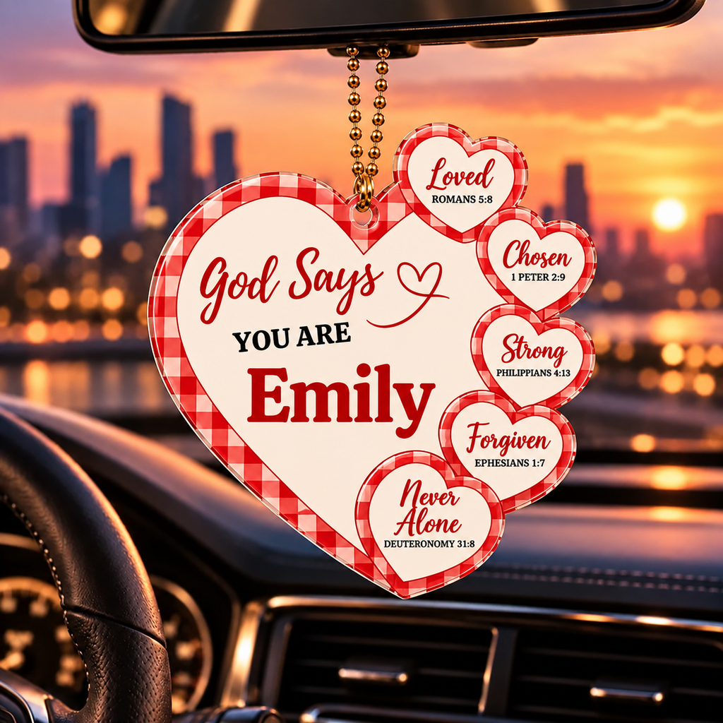 Personalized Name God Says You Are Heart Ornament – Christian Faith Gift