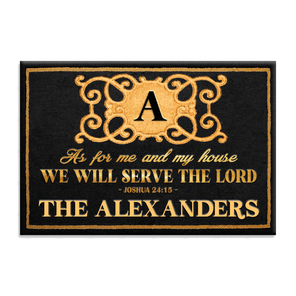 Debossed Monogram Letter Serve The Lord Personalized Doormat