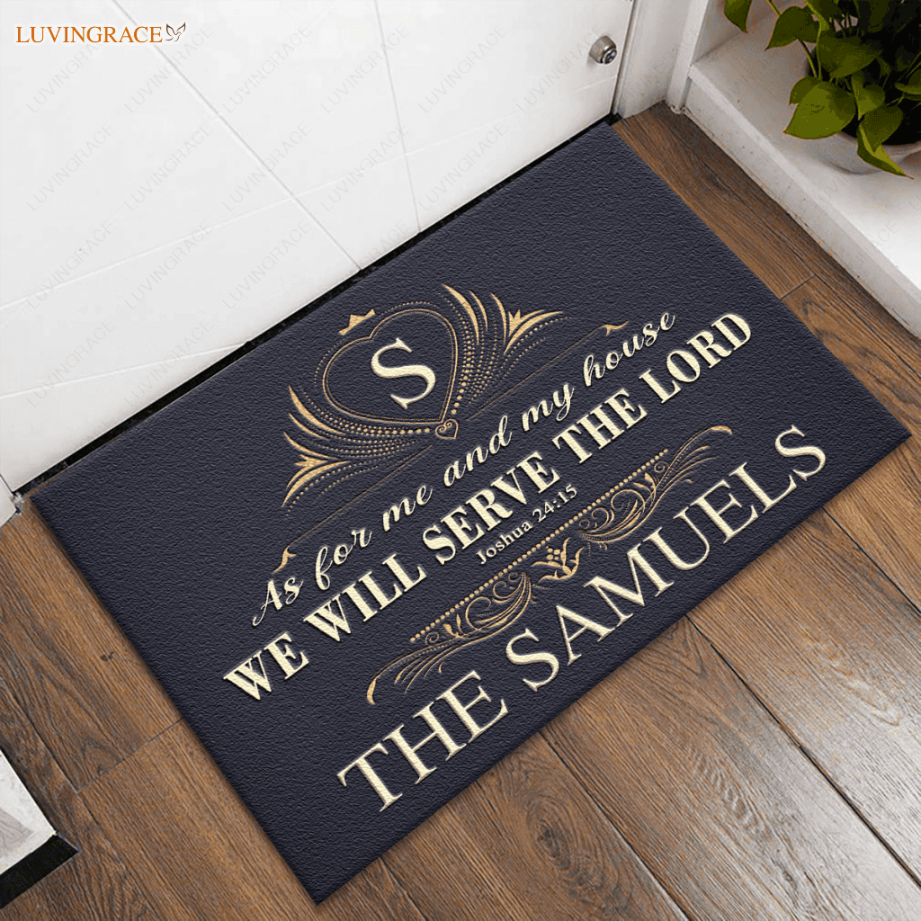 Decorative Floral Pattern Serve The Lord Personalized Doormat