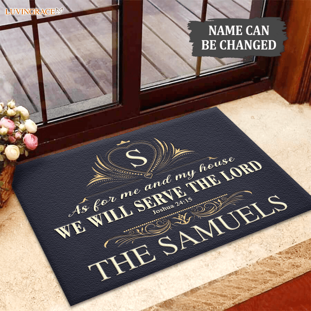 Decorative Floral Pattern Serve The Lord Personalized Doormat
