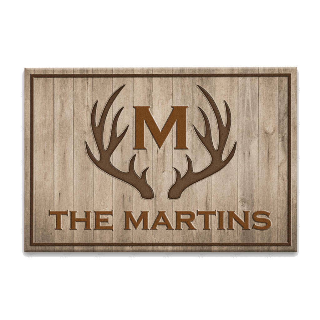Deer Antlers Family Monogram Personalized Doormat