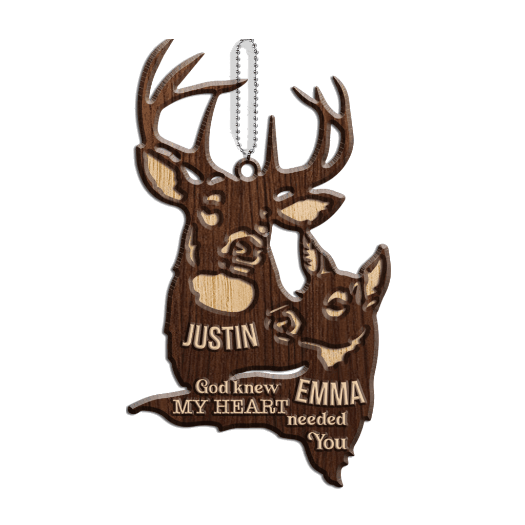 Deer Couple God Knew My Heart Needed You Personalized Wood Engraved Ornaments
