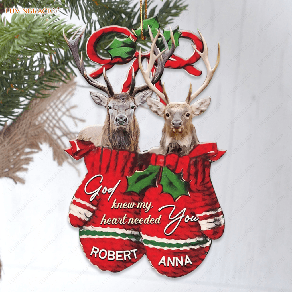 Deer Couple God Knew My Heart Personalized Ornament