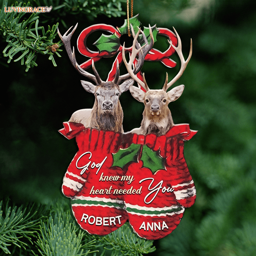 Deer Couple God Knew My Heart Personalized Ornament