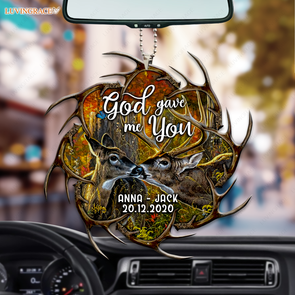 Deer Kiss God Gave Me You Personalized Ornament