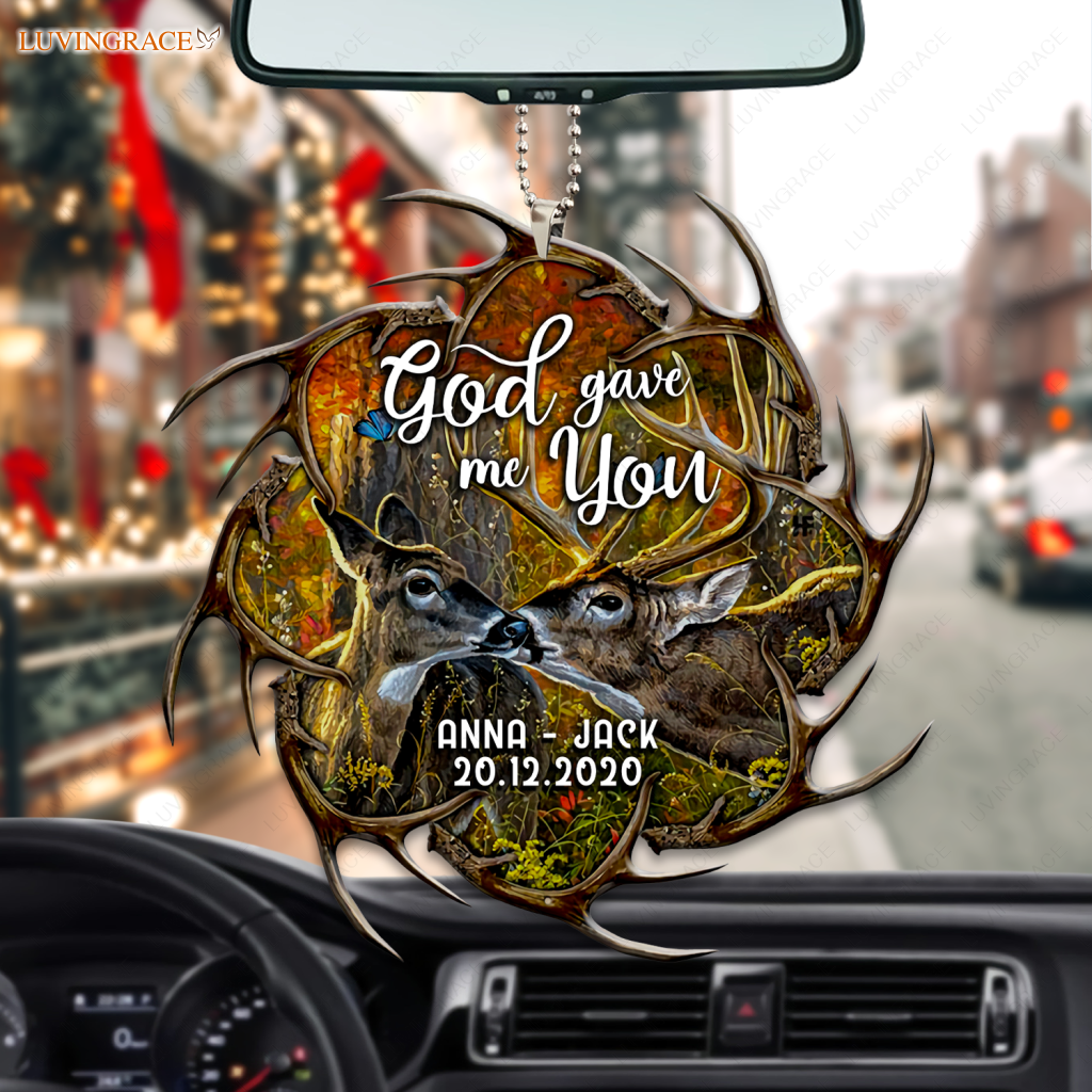 Deer Kiss God Gave Me You Personalized Ornament